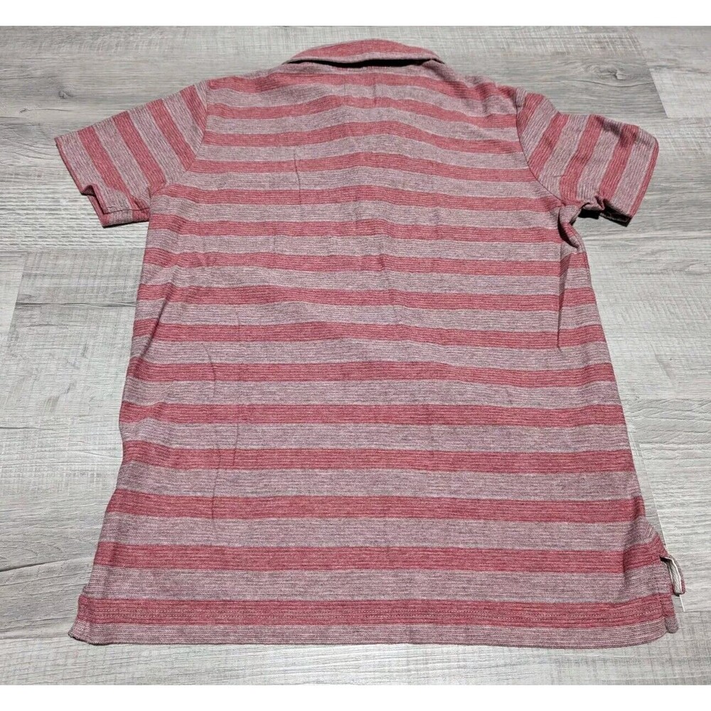 Billy Reid Polo Shirt Mens Sz S Red Gray Stripe Short Sleeve Pocket Cotton Blend - Picture 5 of 7